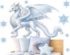 Ľadový drak Frozen textilní prelepiteľná nálepka na stenu hárok 47 x 32 cm