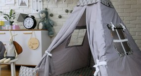 Detský stan TEEPEE (TÍPÍ) ZIMNÉ ZVIERATKÁ s doplnkami - šedý