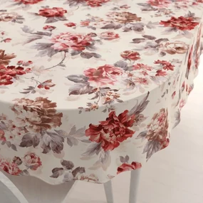 Biante Zamatový oválny obrus Tamara TMR-017 Červené pivonky na pieskovom 140x220 cm