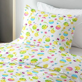 Biante Detské bavlnené posteľné obliečky Sandra SA-074 Žlté kuriatka Predĺžené 140x220 a 70x90 cm