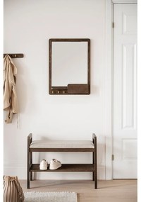 Nástenné zrkadlo s poličkou s dreveným rámom 45x60 cm Inverness - Rowico