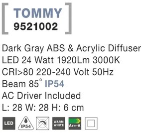 Vonkajšie LED svietidlo Tommy 28 tmavo sivé