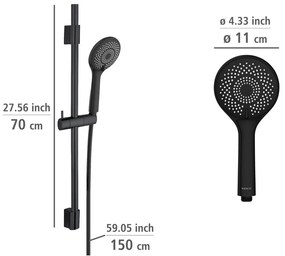 Čierny sprchový set z nerezovej ocele 70 cm Water Saving - Wenko