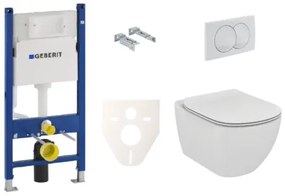 Závesný set WC rimless TESI Ideal Standard + modul Geberit Duofix s tlačidlom Delta 20 biele SIKOGES5E0