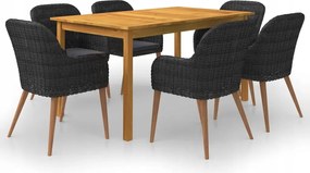 vidaXL 7-dielna záhradná jedálenská súprava čierna