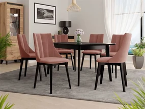 Rozkladací stôl Botiler 140x80 so 6 stoličkami ST97 07, Farby: natura, Farby: čierny, Potah: Magic Velvet 2219