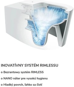 Mexen RICO Rimless misa závesná so sedátkom voľne-padajúcim, 48 x 35 cm, biela, 30721000