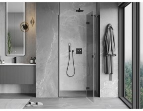 Mexen Mist-H, 1-krídlové sprchové dvere pravé 80 cm, číre sklo, čierny profil, 8A5-080-000-70-00-P