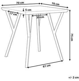 Jedálenský stôl 70 x 70 cm svetlé drevo/čierna BRAVO Beliani