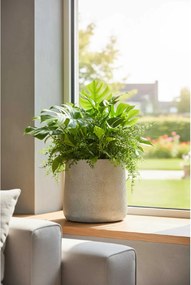 Moderný kvetináč VEKRA, sklolaminát, 40x40 cm, sivý