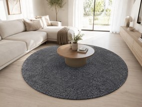 Ayyildiz, Kusový koberec Life Shaggy 1500 grey kruh, 80x80 (priemer) kruh, šedá, obývacia izba