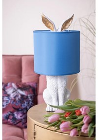 Biela stolná lampa králik s modrým tienidlom Rabbi - Ø 20*43 cm E27/max 1*60W