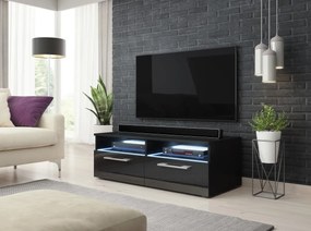TV stolík Bonn s LED osvetlením 100 cm čierny mat/čierny lesk