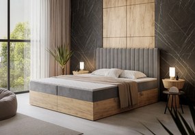 Čalúnená drevená manželská posteľ s matracom RACHEL 140 x 200 cm