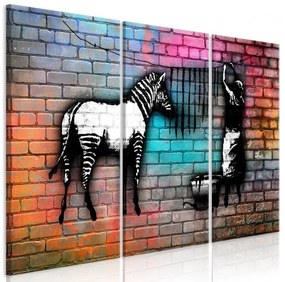 Artgeist Obraz - Washing Zebra - Colourful Brick (3 Parts) Veľkosť: 60x40, Verzia: Premium Print