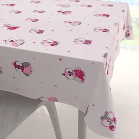Biante Detský bavlnený štvorcový obrus Sandra SA-726 Ružové sovičky na bledo ružovom 70x70 cm
