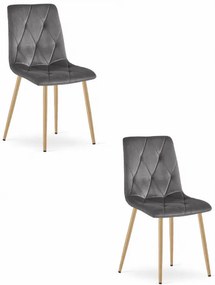 Set dvoch jedálenských stoličiek LIBRA  zamatové tmavosivé / drevené nohy (2 ks)