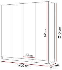 ŠATNÍKOVÁ SKRIŇA BLANCA BIELÝ LESK 4D PUSH