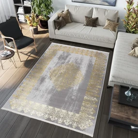 Moderný koberec sivej farby s orientálnym vzorom Šírka: 140 cm | Dĺžka: 200 cm