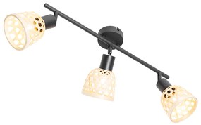 Orientálne bodové svetlo čierne s bambusom 3-svetlo - Rayan