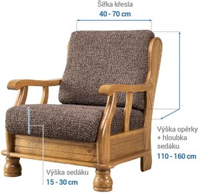 Bielastické poťahy VITTORIA hnedá kreslo s drevenými rúčkami (š. 40 - 70 cm)