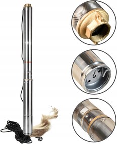 Ponorná Pumpa Do Studne 3" Proti Piesku 750 W 90 L/min 71 M Vody S Rotormi