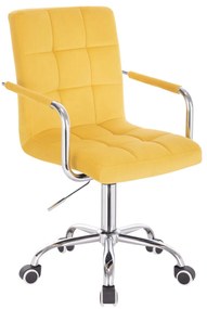 LuxuryForm DESIGN Stolička VERONA VELUR na strieborné podstave s kolieskami - žltá