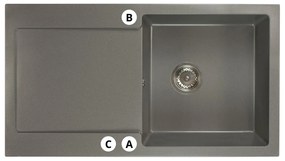Kuchynský drez Adaxa (sivá) (s 3 otvormi pre batériu) (L). Vlastná spoľahlivá doprava až k Vám domov. 1066416