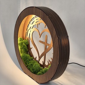 Stmievateľná LED lampa Srdce s krížom | JEZUE: HDF - Orech 20 cm 4780-115105 LED0609