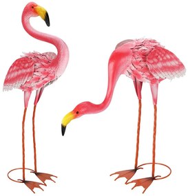 Záhradná kovová figúrka Flamingo, sada 2ks, 65 cm, ružová