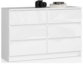 Komoda K120 6SZ CLP biela, lesk