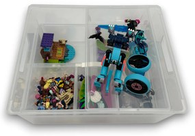 Organizér, úložný box 3v1, multifunkčný LINEA s vekom, transparentný 28 x 35 x 18 cm