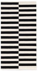 Čierno-biely obojstranný ručne tkaný vlnený koberec 80x150 cm Donna – Hanse Home