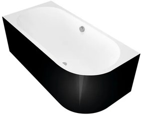 Asymetrická vaňa Polysan ASTRA 160x75 cm akrylát ľavá čierno/biela 33611MB