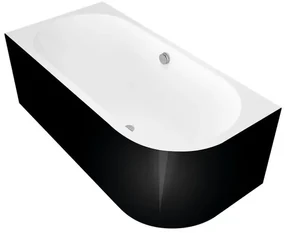 Asymetrická vaňa Polysan ASTRA 160x75 cm akrylát ľavá čierno/biela 33611MB