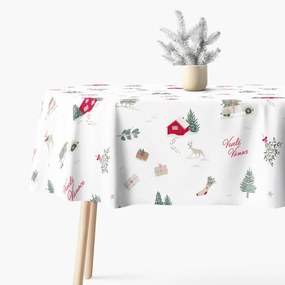 Goldea vianočný oválny obrus z pevnej bavlny - české vianoce 140 x 240 cm