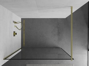 Mexen Kioto, sprchová zástena Walk-In 120 x 200 cm, 8mm číre sklo čierny vzor, zlatý matný profil, 800-120-101-55-70