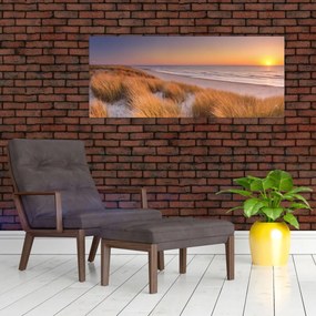 Obraz - Pláž pri západe slnka (120x50 cm)