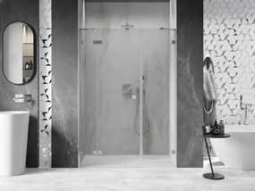 Mexen Lunar, Otočné ľavé sprchové dvere 160 cm, 8mm číre sklo, oceľový profil, 834S-160-050-97-00-L