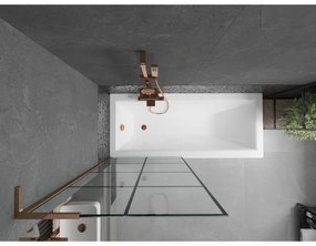 Mexen Next L, 1-krídlová vaňová zástena 80 x 150 cm, 6mm číre sklo-čierny vzor, ružové zlato profil, 895-080-000-03-77-60