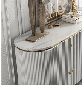 KOMODA GASTON II ZLATÉ NOHY + BIELA + SYNTETICKÝ MRAMOR