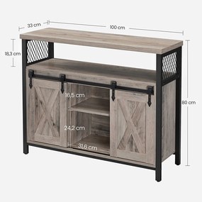 Skrinka s 2 posuvnými dverami, príborník, greige a čierna