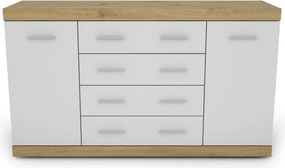 Komoda so zásuvkami Ares 150 cm, dub artisan/biela