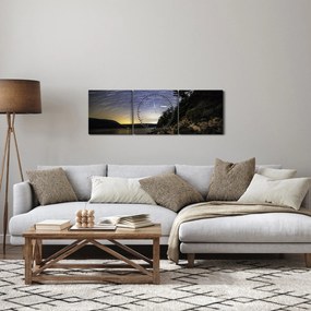 Obraz - obloha pri západe slnka (s hodinami) (90x30 cm)