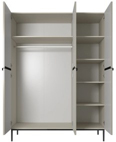 Skriňa Nicole 150 cm na nožičkách - kašmírová / čierna