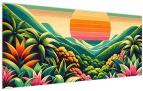Obraz - Pestrofarebný západ slnka (120x50 cm)