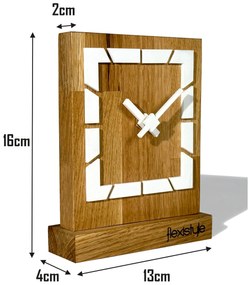 Dekorstudio Drevené stolové hodiny Square OAK - biele