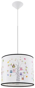 Detské závesné svietidlo Owls, 1x plastové tienidlo so vzorom, (fi 40cm)