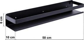 Polica MEGARA 50 cm - čierna