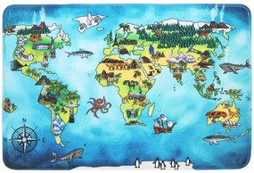 Koberce Breno Kusový koberec World Map, modrá, viacfarebná,76.5 x 117 cm